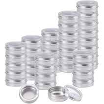 50 Pcs Aluminum Round Cans with Lid, 2 Oz Metal Tins Food Candle Containers with Screw Tops for Crafts, Food Storage, DIY (Silver)