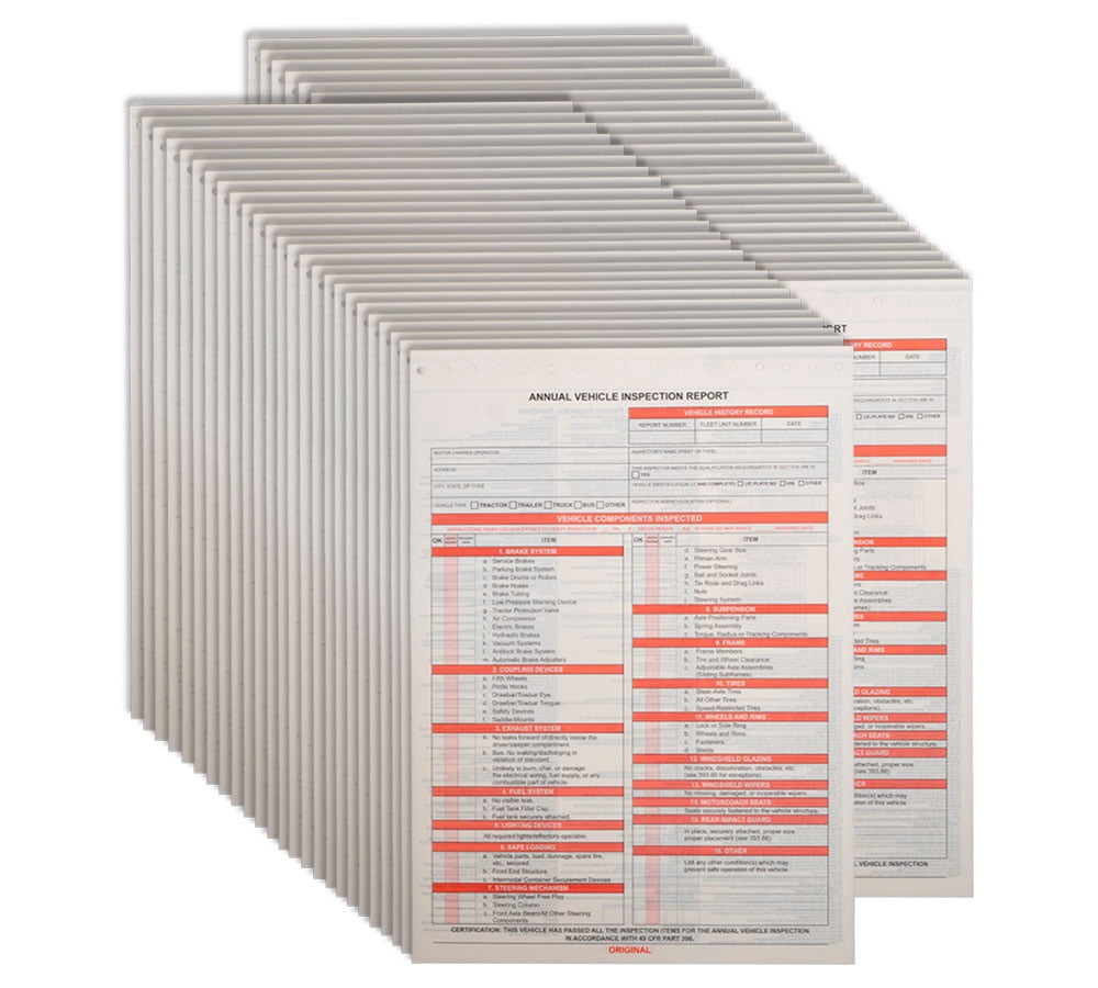Annual Vehicle Inspection Report Form DOT Compliant - 8.5