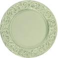 thumbnail image 1 of 50 Pcs Antique Charger Plates Bulk Round Plastic Dinner Plate Embossed Rim Server Plate Decorative Chargers Floral Plates for Dinner Parties Wedding,13 Inch (green-50pcs), 1 of 18