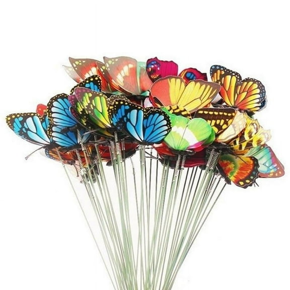 50 Pcs Artificial Butterfly Decorations Garden Yard Lawn Patio Outdoor Art Craft