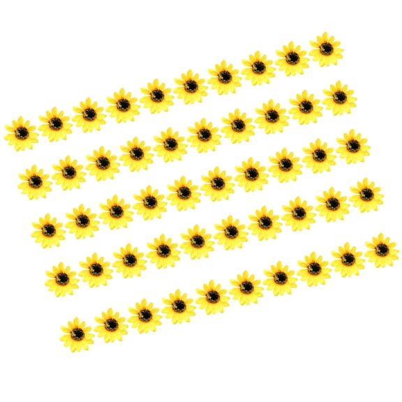 50 Pcs Artificial Flower Heads Yellow False Sunflowers Craft Supplies Hair Accessories for Wedding Wreaths Decoration
