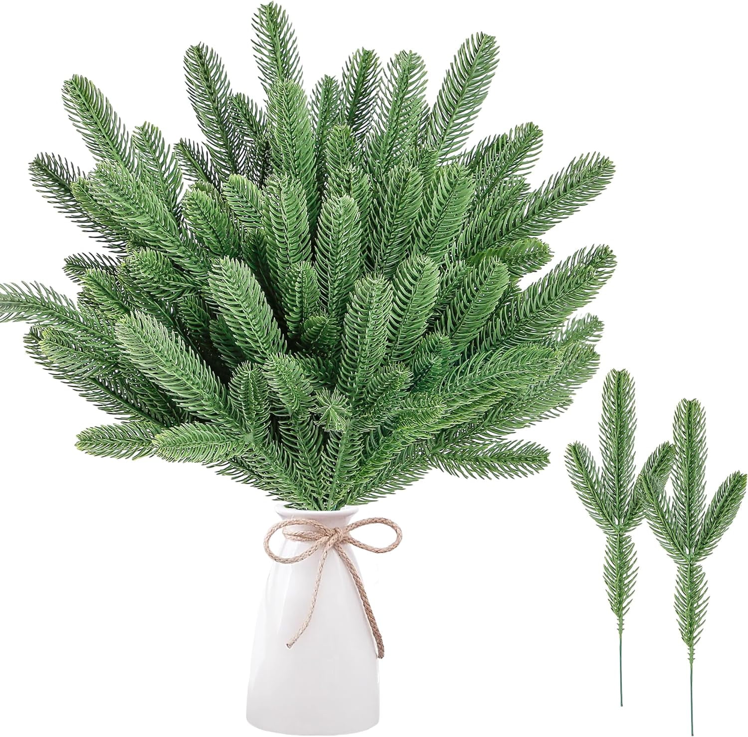 Cheap 30Pcs Artificial Pine Branch Realistic Reusable Plastic Faux Green  Plants Christmas Wreath DIY Crafts Home Decoration Supplies