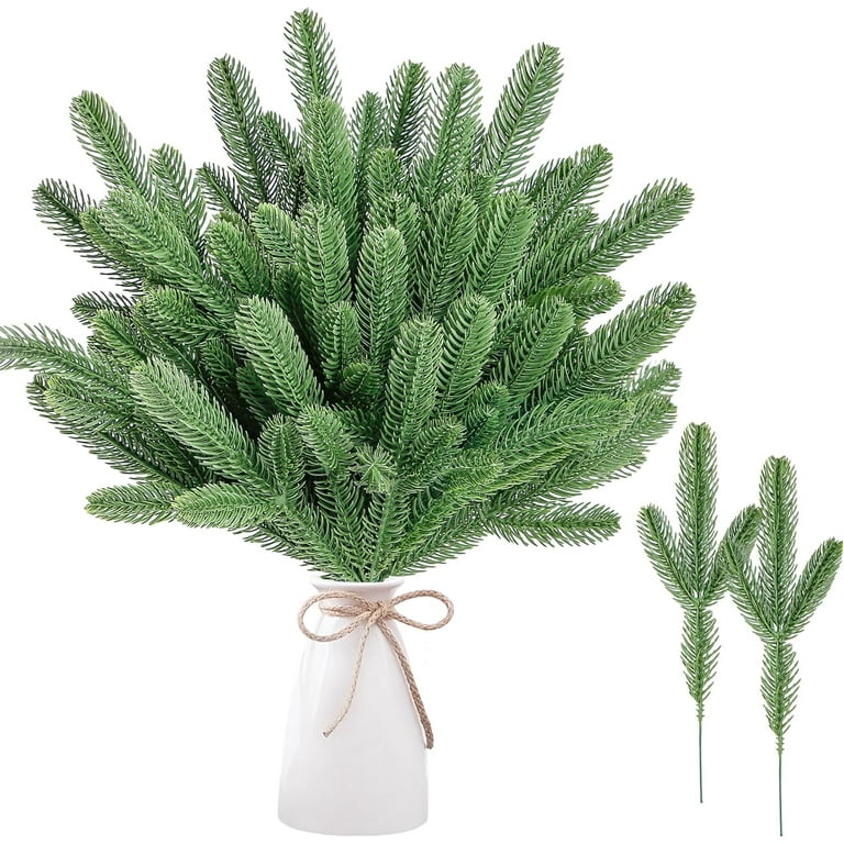 50 Pcs Artificial Pine Branches Christmas Pine Needles Green Plants Fake  Greenery Pine Picks Christmas Decorations for DIY Garland Wreath Xmas