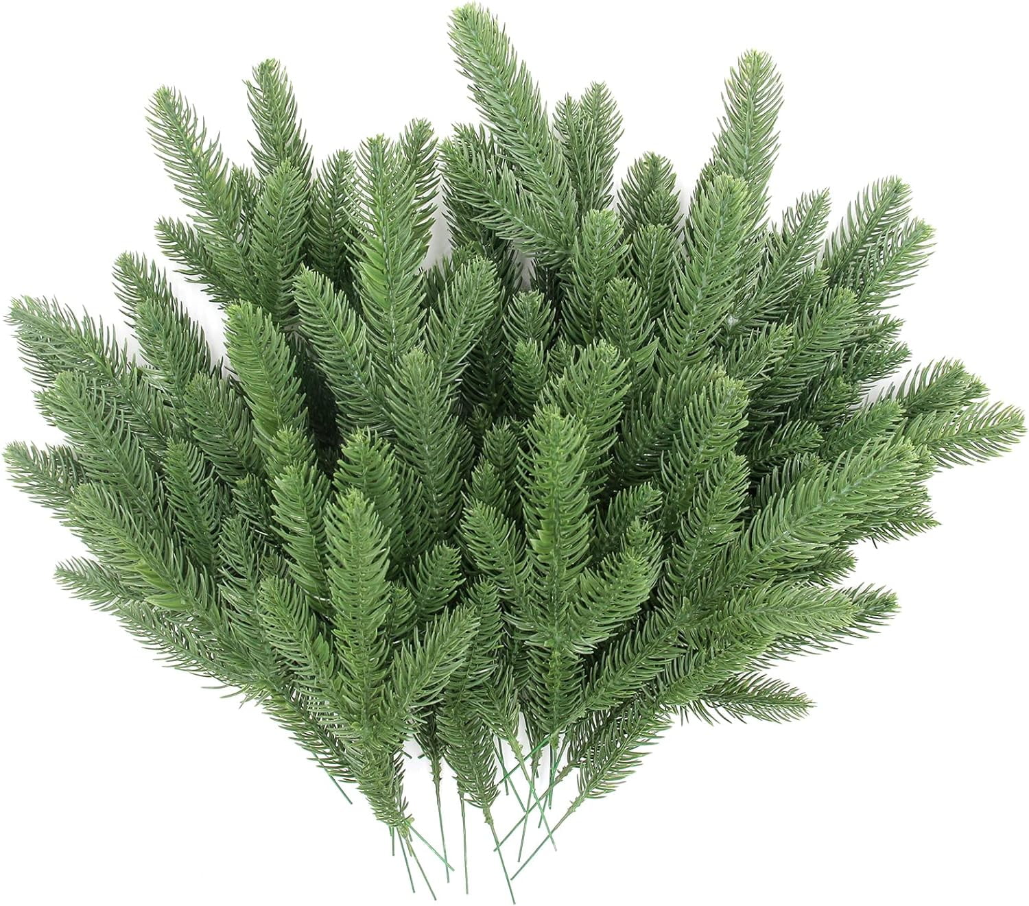 50-Piece Green Plastic Artificial Pine Branches for Outdoor Decoration