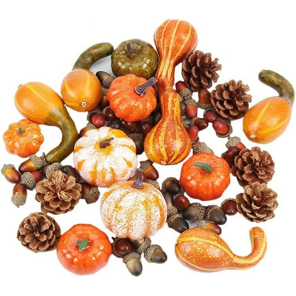 50 Pcs Artificial Pumpkins Decoration Set Mini Autumn Harvest Decoration Fall Pumpkin Table Decoration