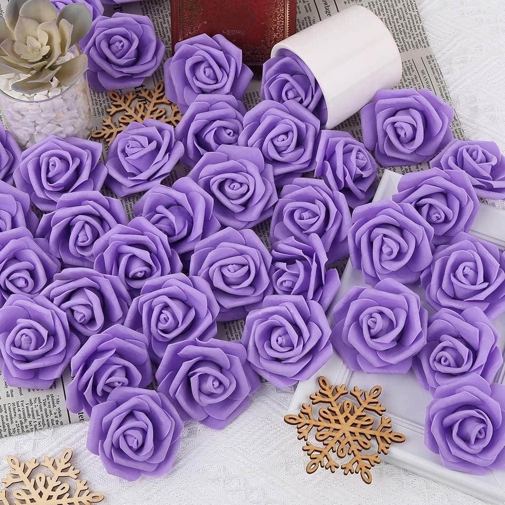 50 Pcs Artificial Rose Flower Heads Real Looking Foam Fake Roses for ...