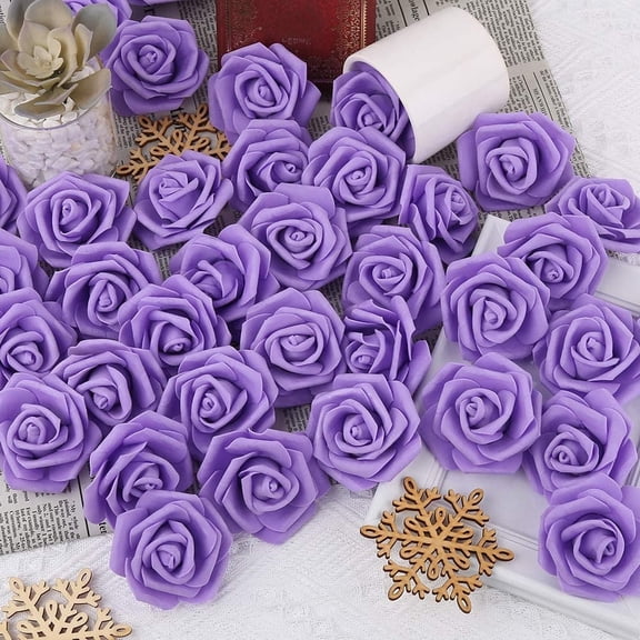 50 Pcs Artificial Rose Flower Heads Real Looking Foam Fake Roses for DIY Wedding Baby Shower Centerpieces Arrangements Party