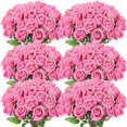 thumbnail image 1 of 50 Pcs Artificial Rose Flower Realistic Silk Roses with Stem Bouquet of Flowers Plastic Flowers Real Looking Fake Roses for Home Wedding Centerpieces Party Decorations (Burgundy), 1 of 7