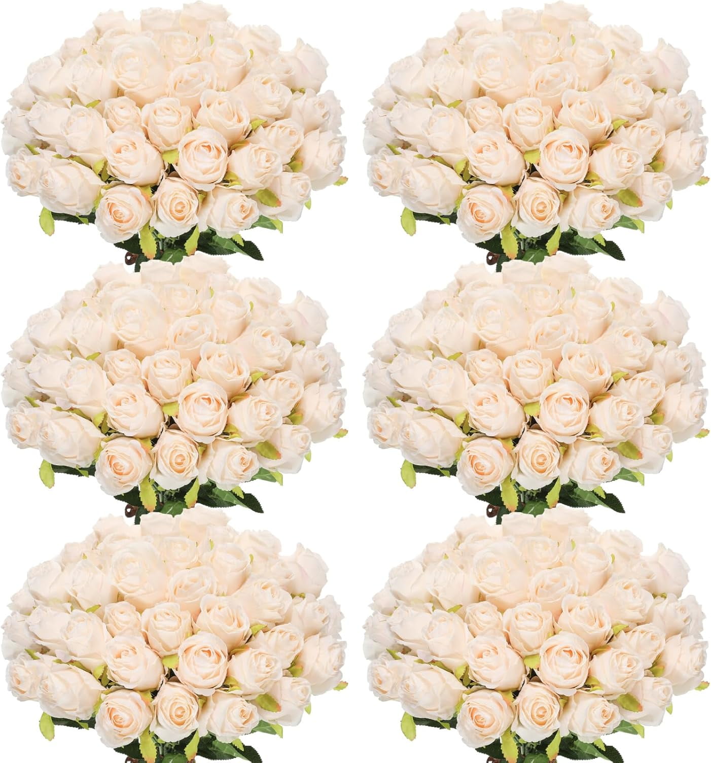 50 Pcs Artificial Rose Flower Realistic Silk Roses with Stem Bouquet of ...