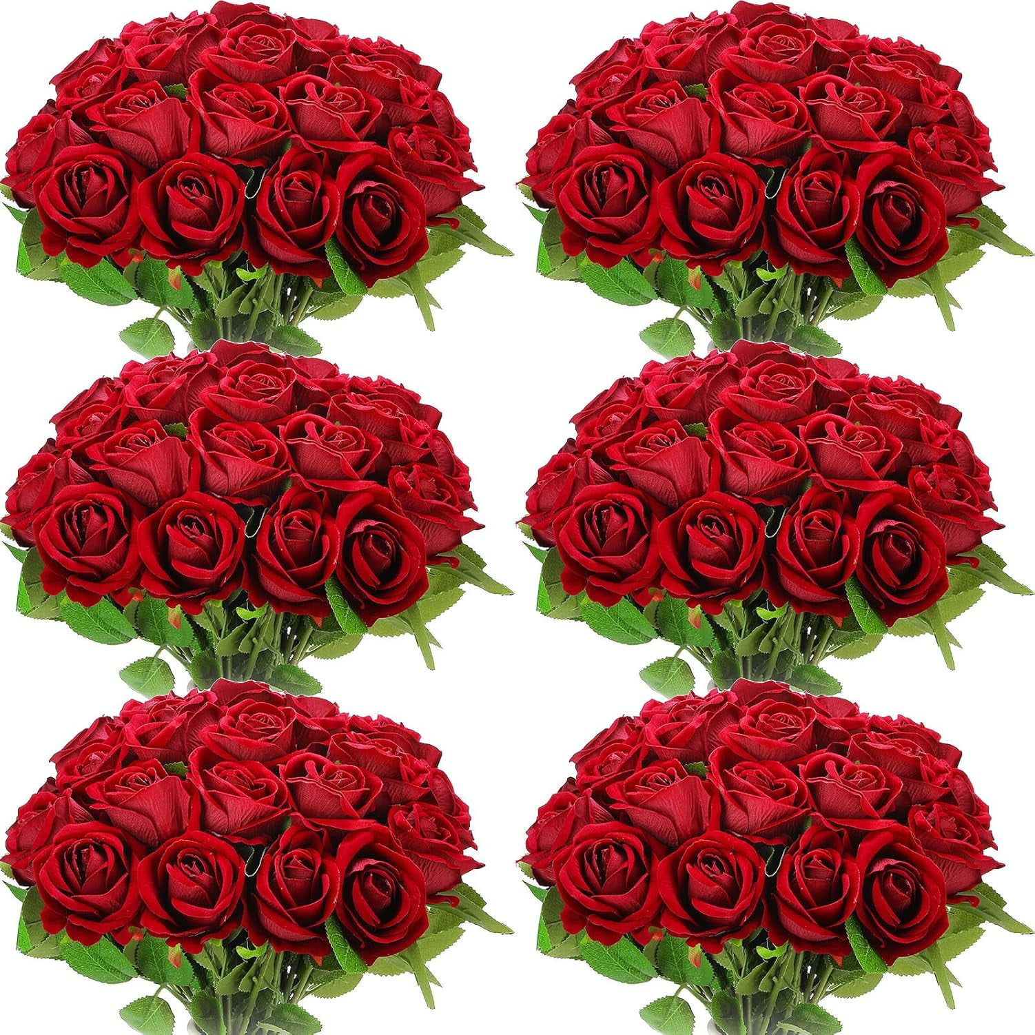 50 Pcs Artificial Rose Flower Realistic Silk Roses with Stem Bouquet of ...