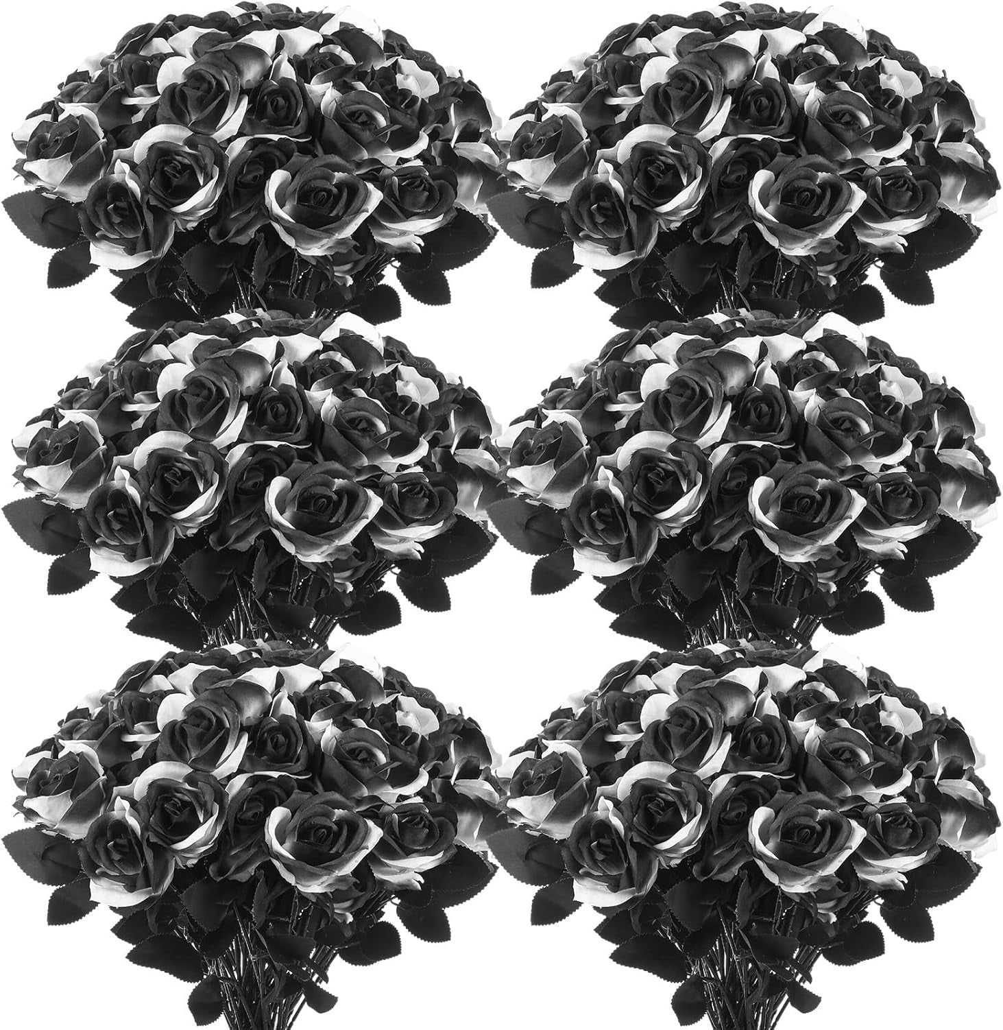 50 Pcs Artificial Rose Flower Realistic Silk Roses with Stem Bouquet of ...