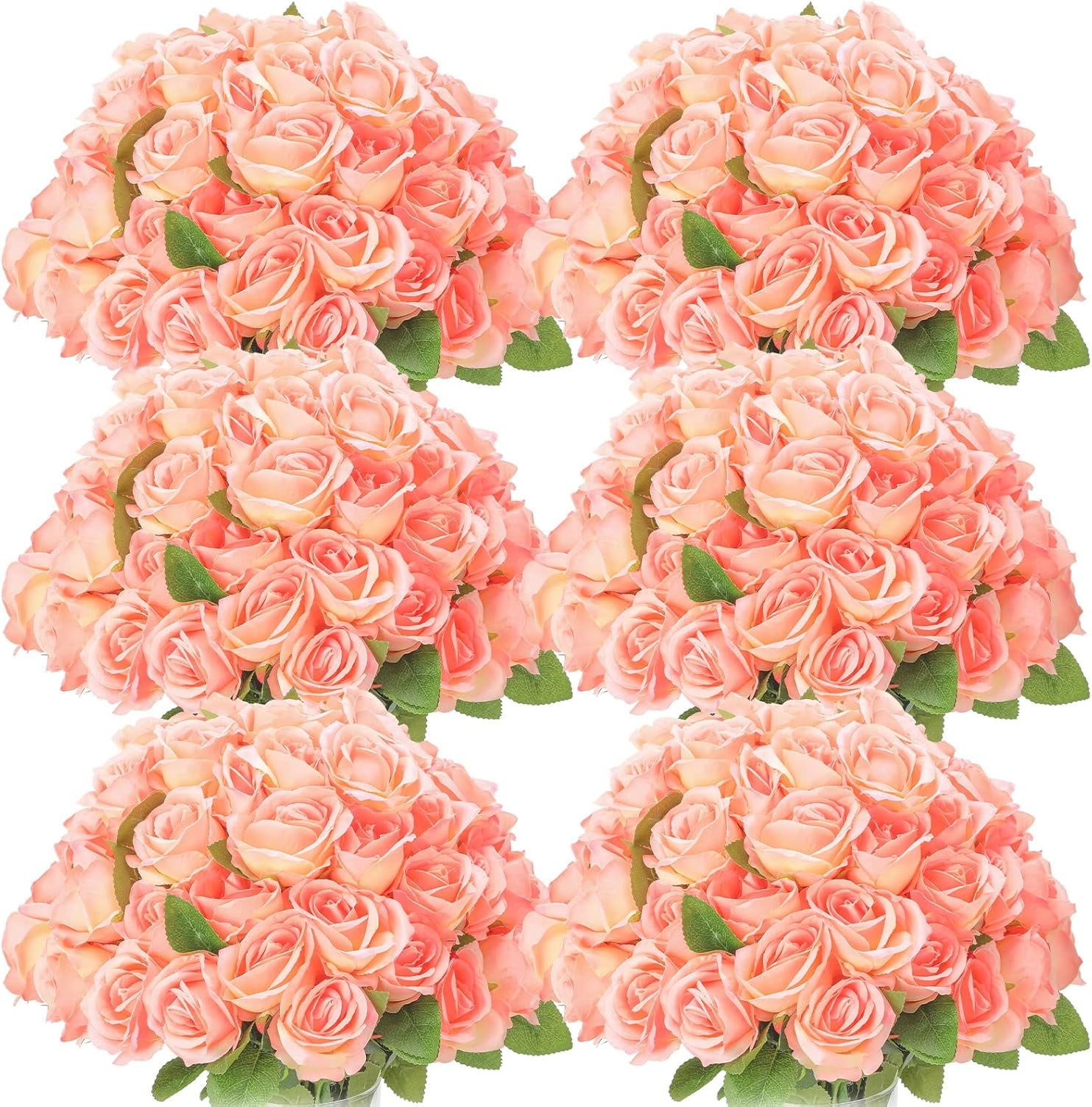 50 Pcs Artificial Rose Flower Realistic Silk Roses with Stem Bouquet of ...