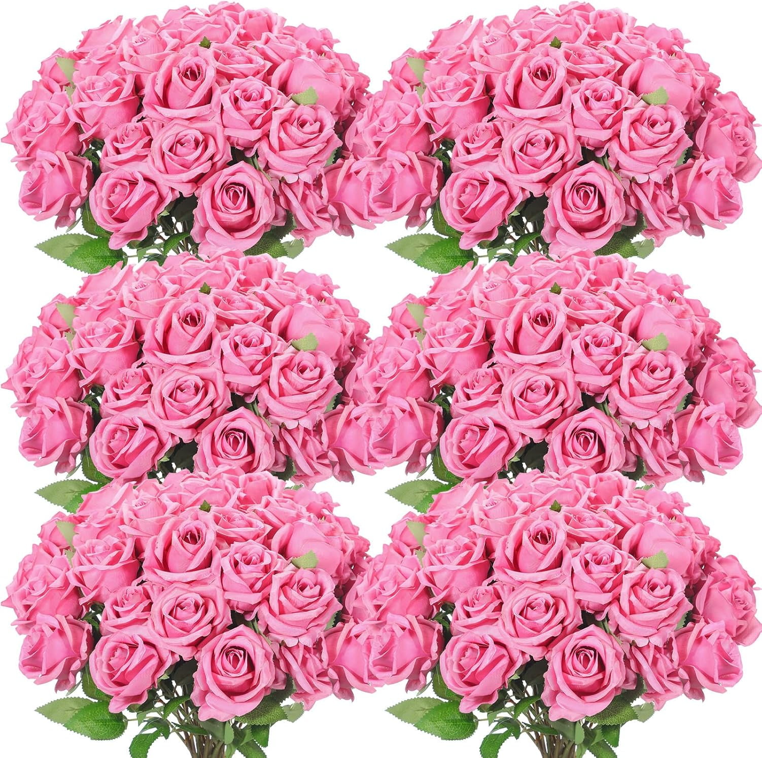 Realastic Roses 50 Pcs Artificial Rose Flower Realistic Silk Roses with Stem Bouquet of ...