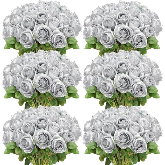 50 Pcs Artificial Rose Flower Realistic Silk Roses with Stem Bouquet of Flowers Plastic Flowers Real Looking Fake Roses for Home Wedding Centerpieces Party Decorations (Black)