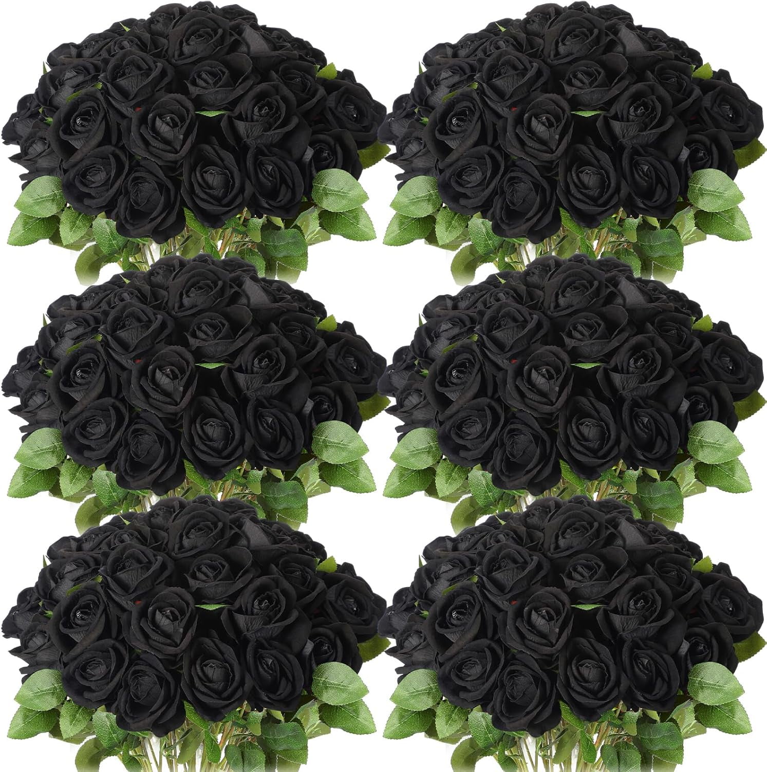 50 Pcs Artificial Rose Flower Realistic Silk Roses with Stem Bouquet of ...