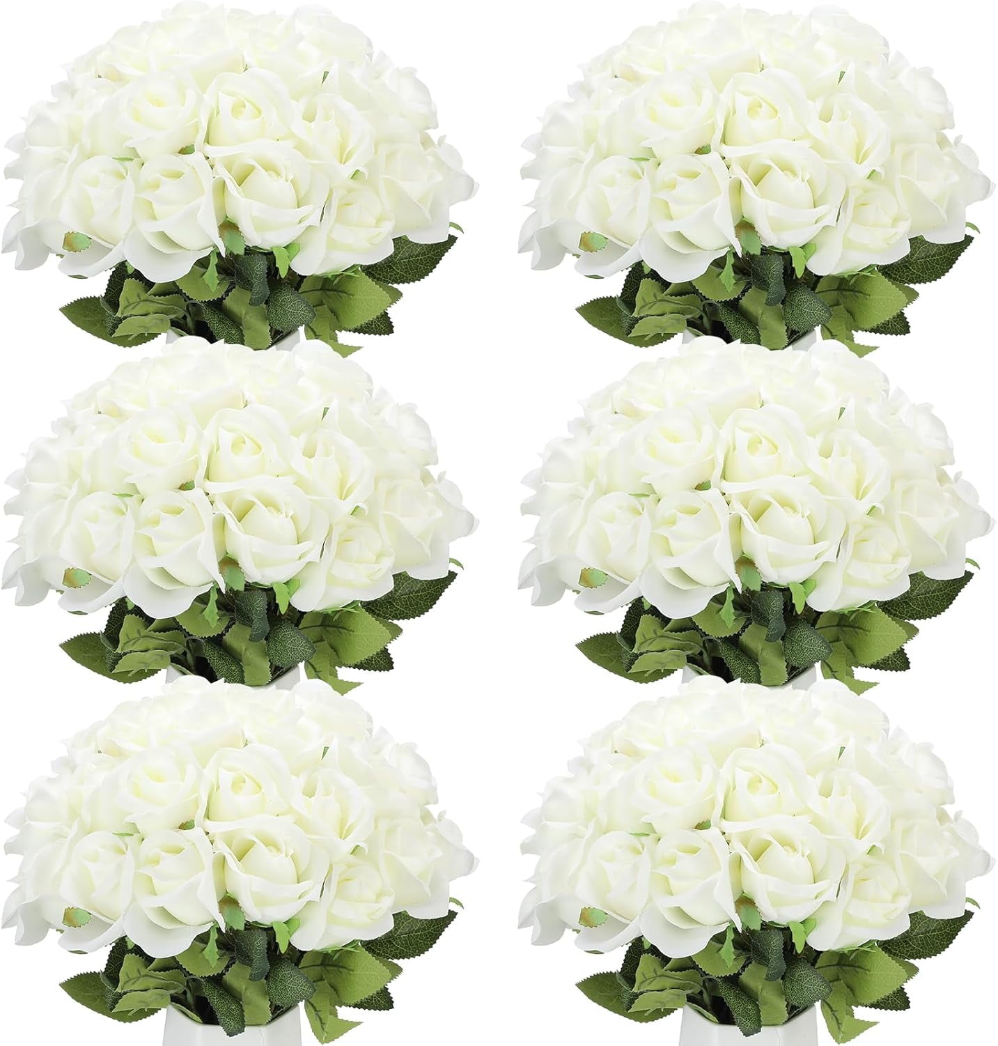 50 Pcs Artificial Rose Flower Realistic Silk Roses with Stem Bouquet of ...