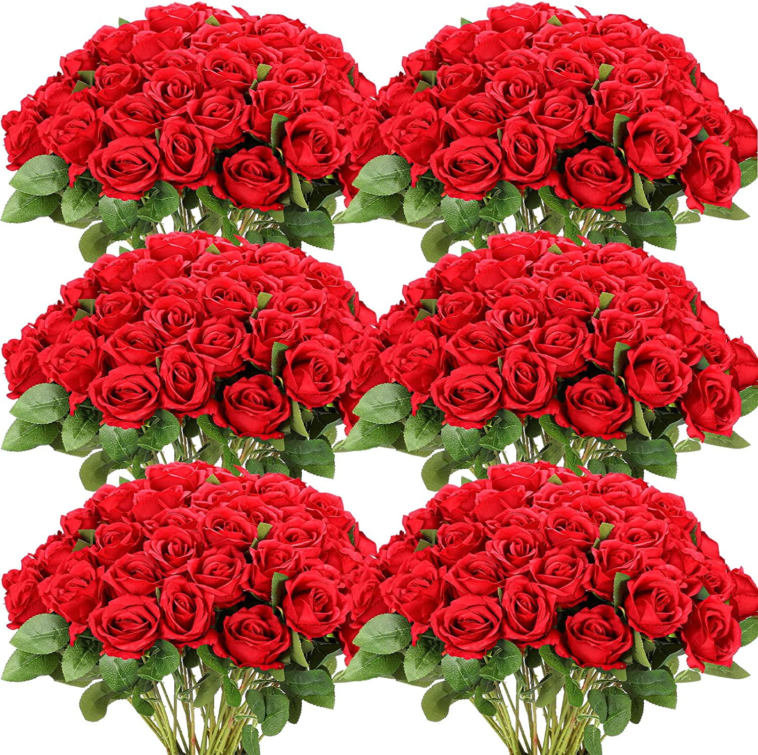 Realistic Red Silk and Plastic Roses for Wedding Centerpieces
