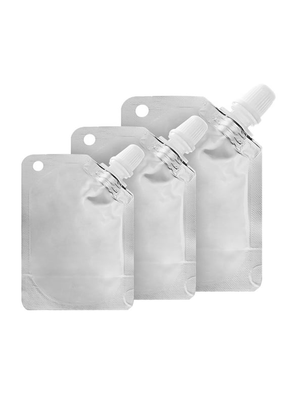 50 Pcs Aspire 1.75 OZ Foil Side Spout Stand Up Pouch Bags, Drink Pouches For Jam, Fruit Juice, Milk Packaging, 5.9Mil, 8.2MM Spout, FDA Compliant, BPA Free