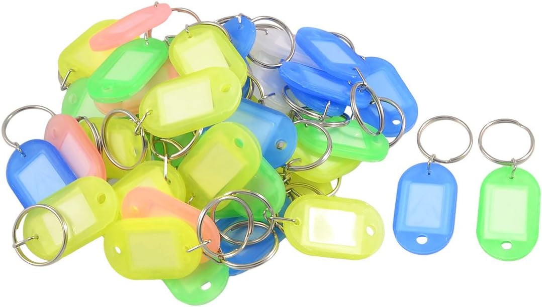 50 Pcs Assorted Color Keys ID Labels Tags Split Ring Key Rings