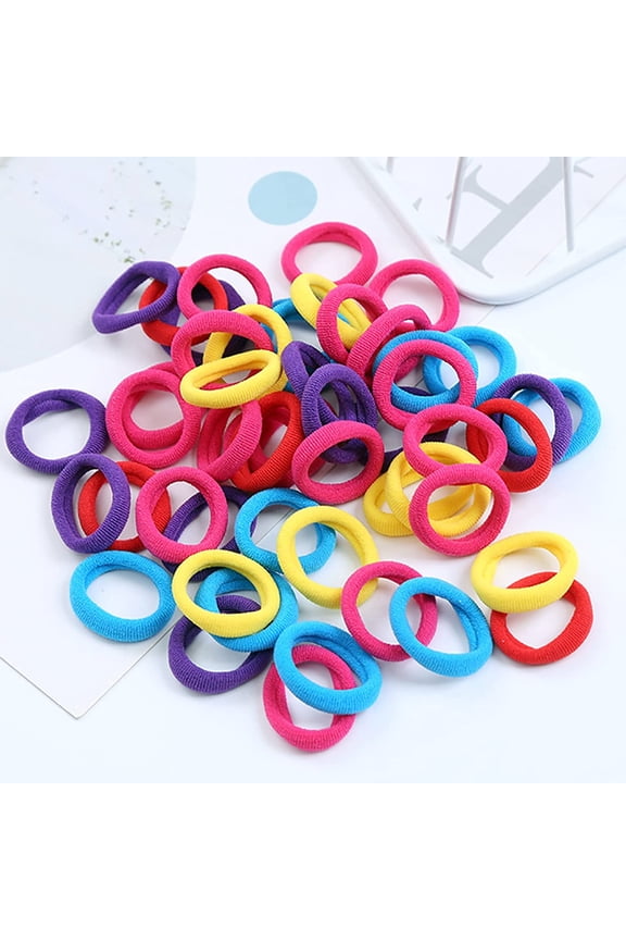 50 Pcs Baby Hair Ties, Cotton Toddler Hair Ties for Girls and Kids, Multicolor Small Seamless Hair Bands Elastic Ponytail Holders