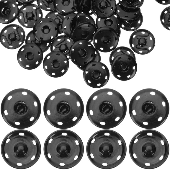 FRCOLOR Snap Buttons for Clothing Black Metal Alloy Fasteners 50 Pieces