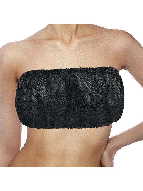 50 Pcs Beauty Salon Disposable Underwear Bra Travel Breast Wrap Beauty SPA Use Special Bodice Breathable Adjustable Elitzia ETBR001 (Black)