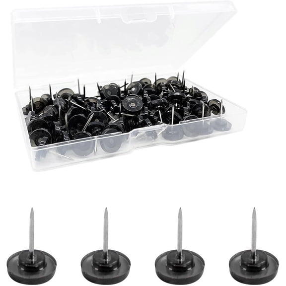 50 Pcs Black Drawing Pins, Multipurpose Metal Thumb Tacks, Black Push Pin for Wall, Decorative Thumb Tacks Poster Pin, Boxed Drawing Pins for Home Classroom Office Study Room Drywall