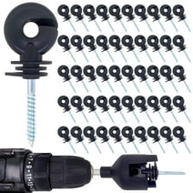 50 Pcs Black Electric Fence Insulator Screw-in Insulator Fence Ring Post Wood Post Insulator and 1 Pc Free Insulator Socket Tool (Grid System Accessories for Animal Husbandry Electronic)