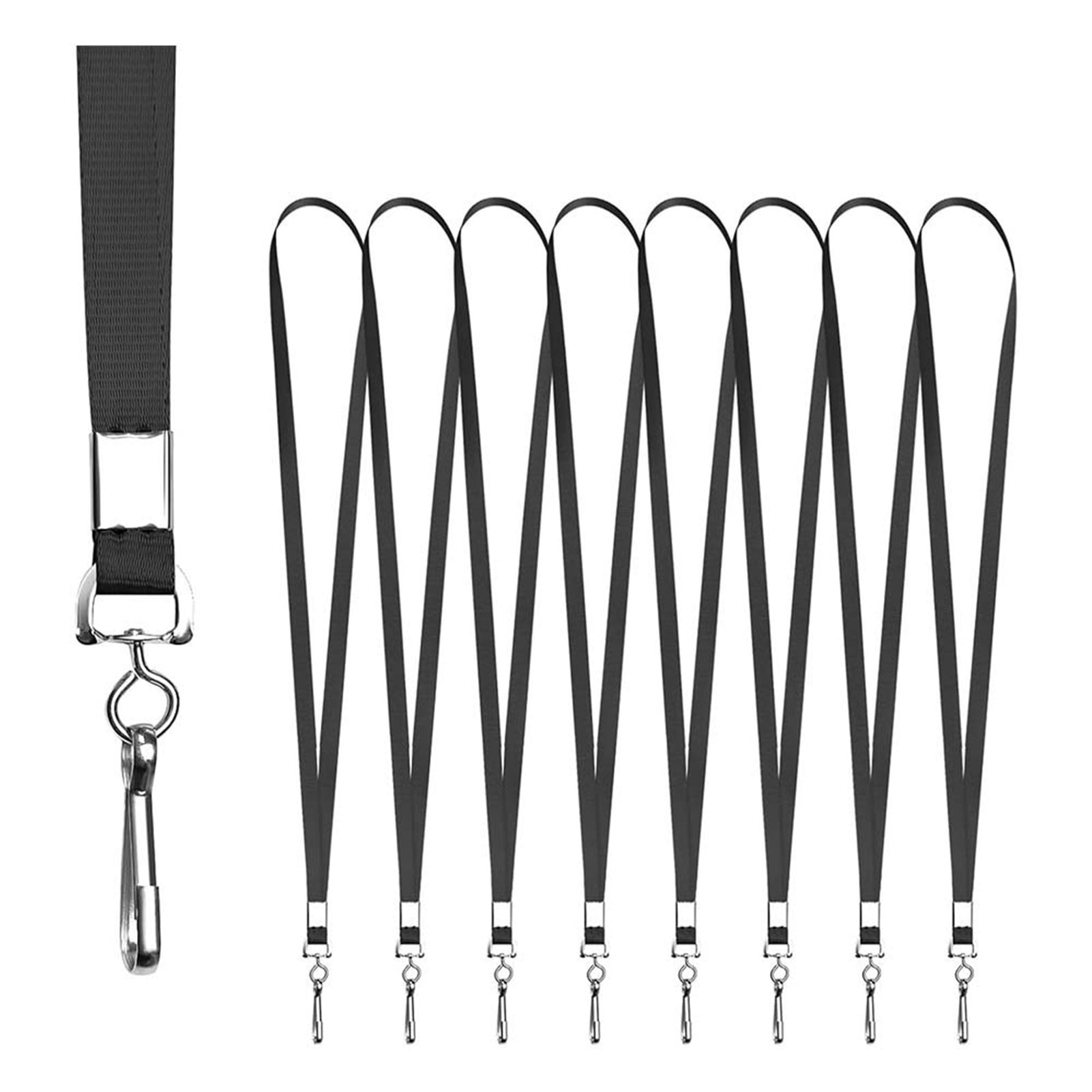 50 Pcs Black Lanyard Bulk Badge Lanyard for Office ID Badges Keys Flat Neck Lanyard with Badge Clip Swivel Hook for Schools Cruise Office