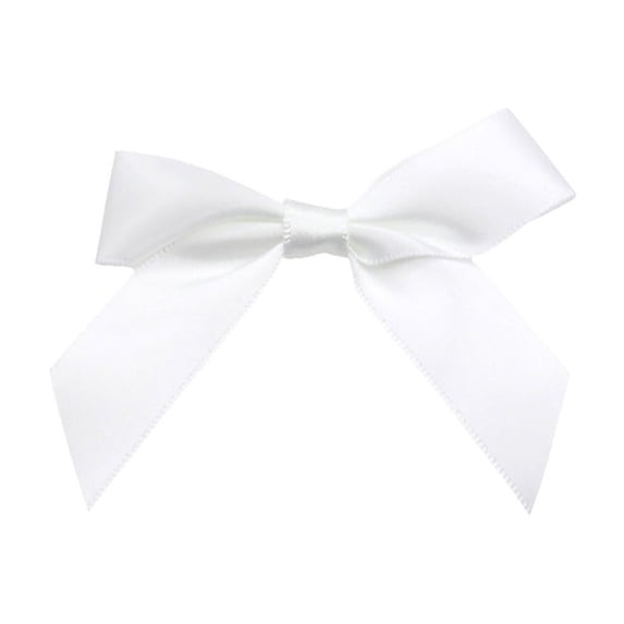 50 Pcs Bleach White Satin Ribbon Bows - 2.5 Inch Handmade Self-adhesive Craft Bows, Christmas Bows for Gift Wrapping, DIY Bags, Christmas Wedding Birthday Holiday Decor