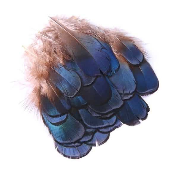 50 Pcs Blue Feathers Crafts Soft Striking Natural Chicken Feathers Christmas Birthday Gifts Packing Material Box Filler