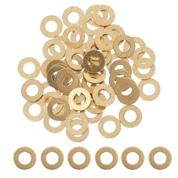 WASHWEPE Copper Brass Flat Washers Golden 50Pcs M5 10 1.0