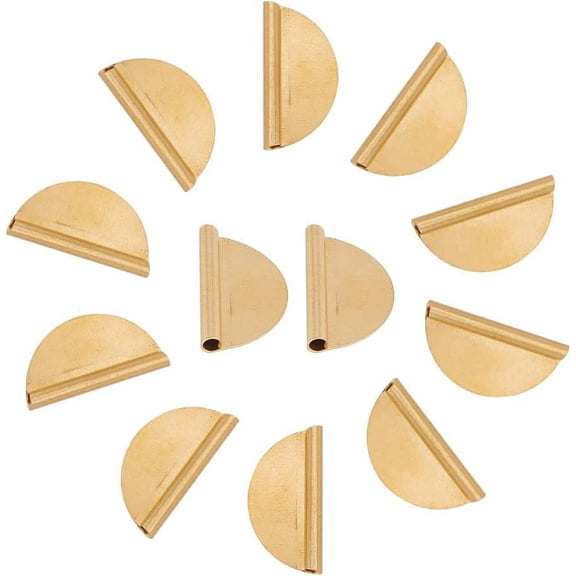 50 Pcs Brass Glue-on Pendant Bails Scalloped Mat Connectors Handmade DIY Accessories for Jewelry Craft Glued Settings 1box