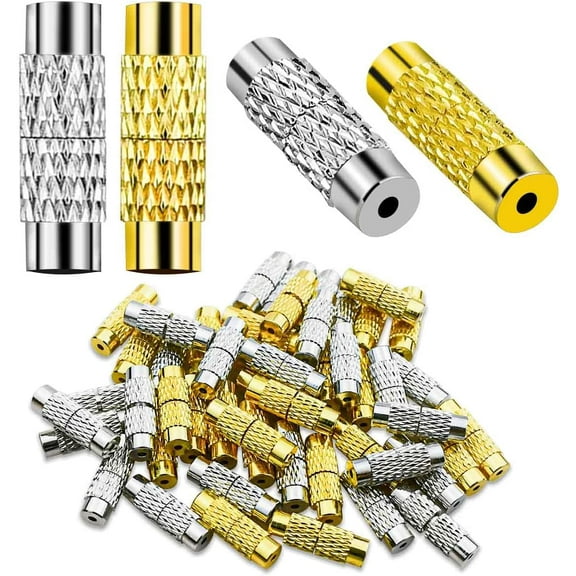 50 Pcs Brass Screw Twist Clasps for Jewelry Making Barrel Clasp Cord End Caps for DIY Bracelet and Necklace Brass Barrel Tube Fastener Jewelry End Tip Sets Craft Supplies Barrel Clasps for Waist Beads