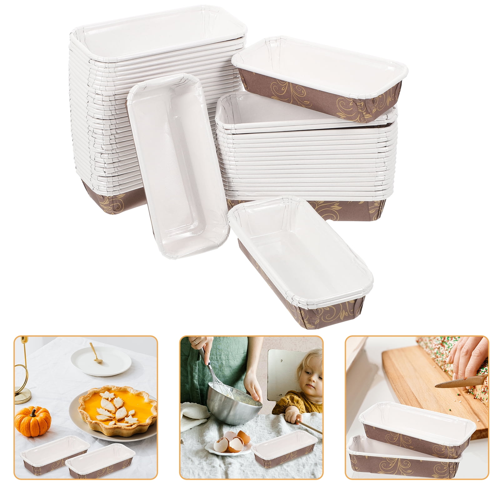 50 Pcs Bread Pan Paper Cups Loaf Baking Mini Cupcake Liners Pans