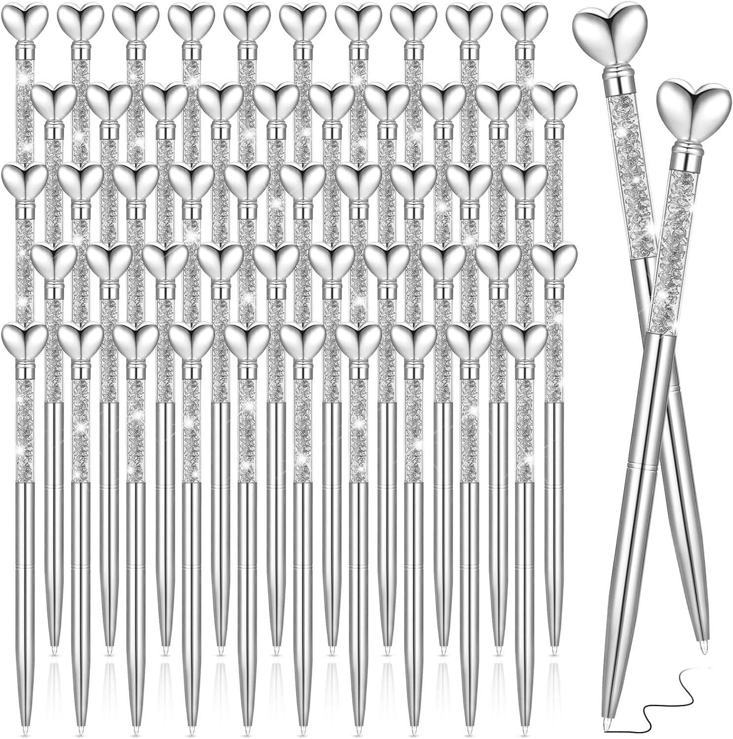 Honoson 50-Pack Bling Diamond Pens – Rhinestone Crystal Ballpoint Pens, Black Ink, Great For Parties & Gifts