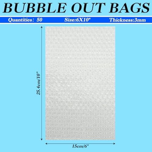 50 Pcs Bubble Pouch Wraps - 6"x10" Double Walled Clear Bubble Out Bags for Packing, Shipping, Storage, and Moving - Shockproof Cushioning Bags for Fragile Items