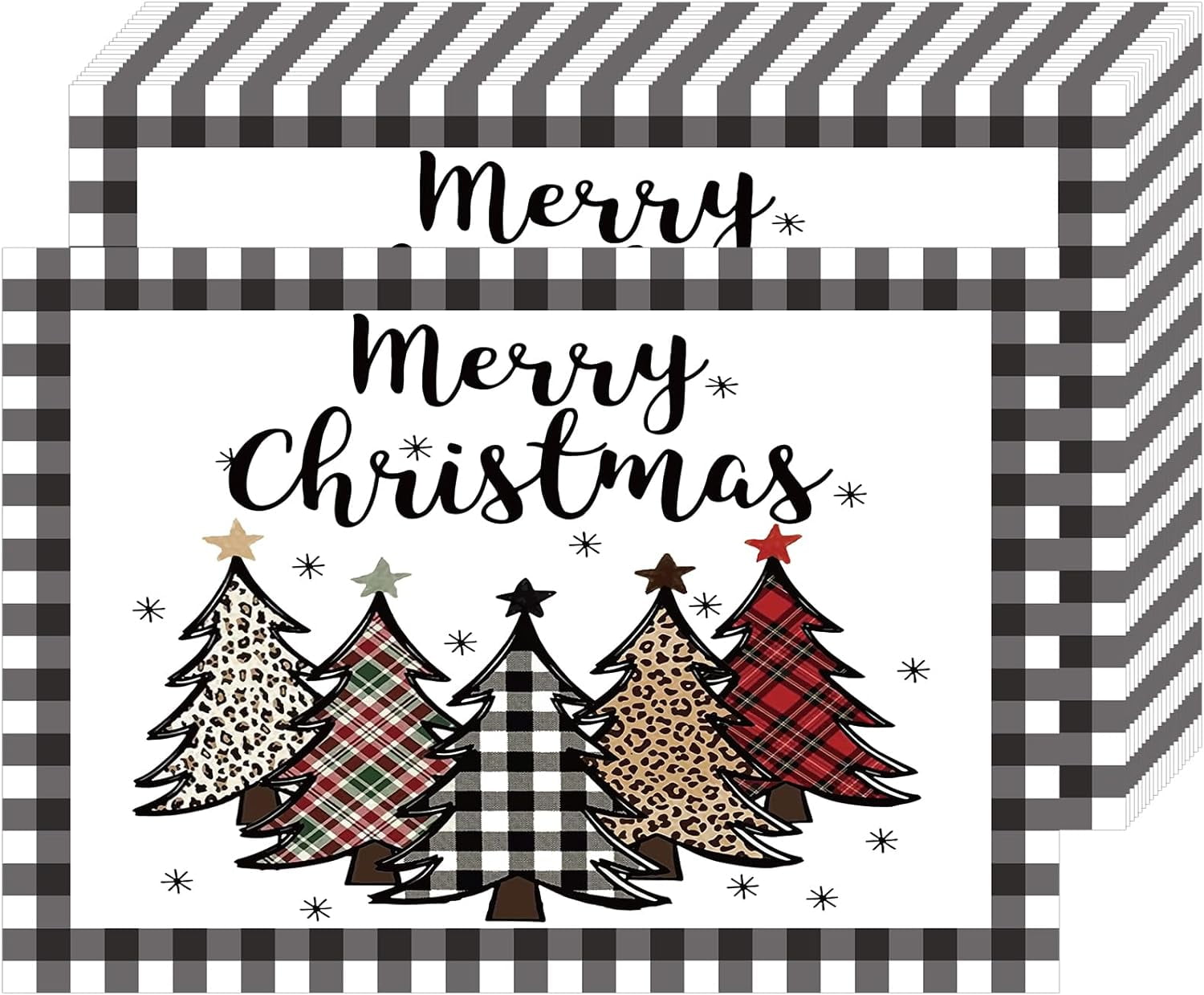 50 Pcs Buffalo Plaid Christmas Tree Place Mats Festive Watercolor