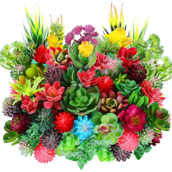 50 Pcs Bulk Mini Artificial Succulents Plants Assorted Unpotted Realistic Plants Fake Textured Succulent Picks Realistic Plastic Cactus Stems for Succulent Garden Home Decor (Large Style)