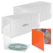 50 Pcs CD Jewel Cases, Clear Single Disc Cases with Transparent Insert Sleeves, Plastic CD DVD Protective Covers, Standard CD Storage Cases for Replacement
