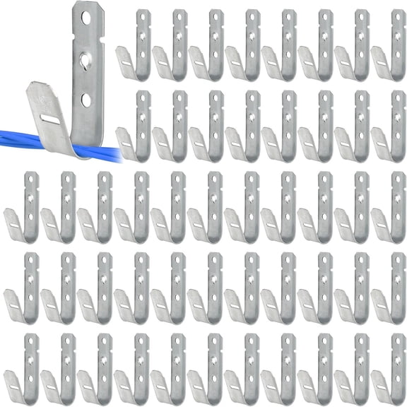 50 Pcs Cable Support j-Hook, 3/4 Inch Cable Hooks for Hanging | Wall Mount Galvanized j Hooks For Cable And Wire Management