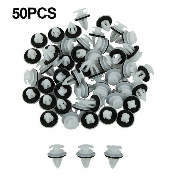 50 Pcs Car Door Panel Clips Fixing Fasteners for BMW BE36 E38 E39 E46 M3 M5 Z3 Auto Accessories D57 White Car Buckle + Gasket