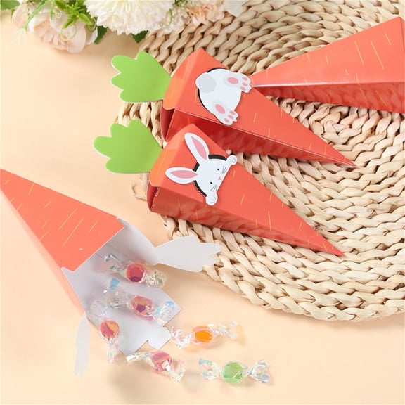 50 Pcs Carrot Treat Boxes 7.8" x 1.6" Carrot Shaped Cookie Candy Boxes 3D Carrot Cardboard Box, Easter Treat Boxes Party Favor Bags for Easter Spring Themed Birthday Party Easter Decoration