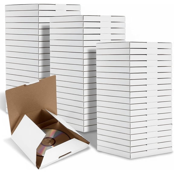 50 Pcs Cd Mailer Box, 5.9 x 5.3 x 0.7 inch Cd Shipping Boxes, Corrugated Mailing Bags for Moving, Shipping, Storage, or Small Business Packaging (White)