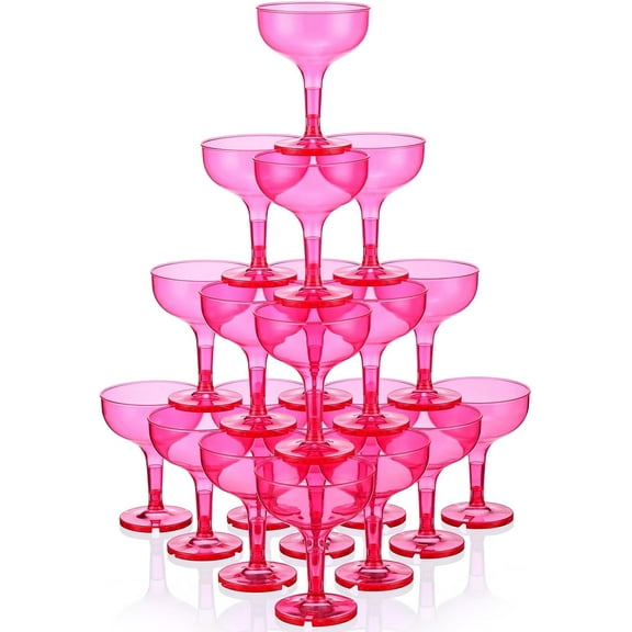 50 Pcs Champagne Glasses 5 oz Unbreakable Plastic Martini Glasses Disposable Wine Cups Stackable Stemmed Champagne Coupe Shatterproof Party Stem Cups for Wedding Birthday Bar (Clear)