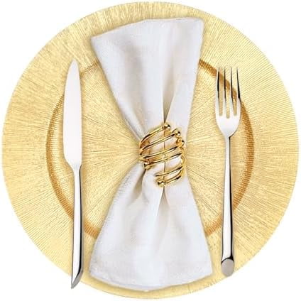 50 Pcs Charger Plates Bulk, 13" Round Charger Plates, Dinner Plate Chargers, Floral Decorative Reusable Plate for Wedding Party (Gold)$$Home Decor, Kitchen, & Other