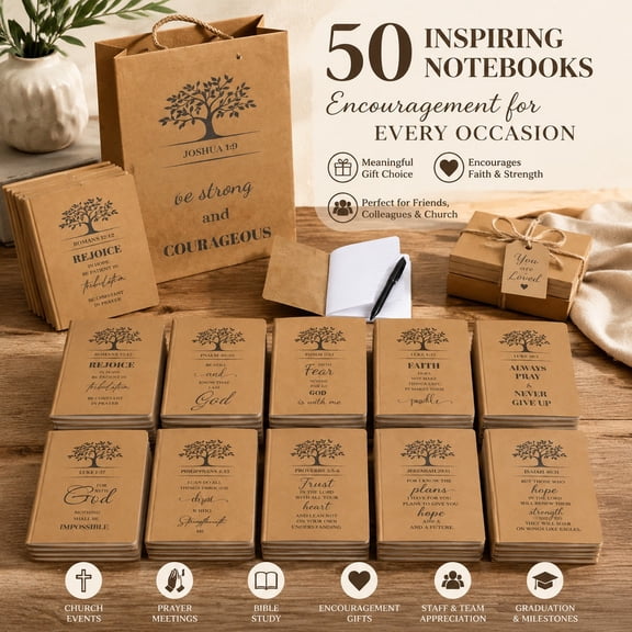 50 Pcs Christian Bible Verse Notebooks, Inspirational Mini Memo Pads with Scripture Designs for Believers and Colleagues, Portable Prayer Journals for Church Events, Baptism Gifts and Gatherings