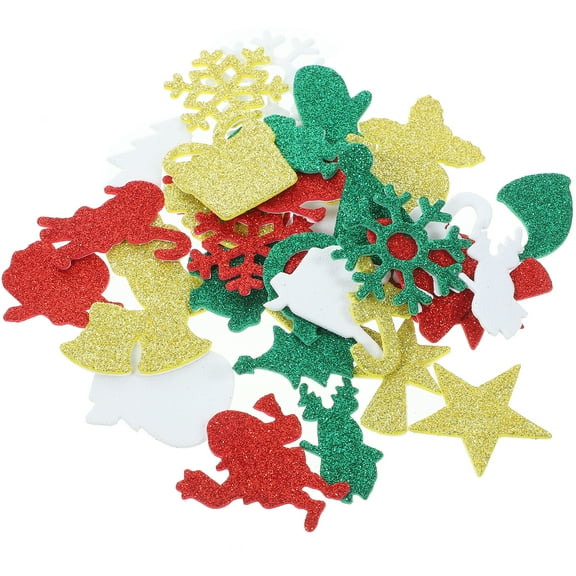 50 Pcs Christmas Bubble Stickers Holiday Foam Decor Glitter Decals Decorative for Crafts