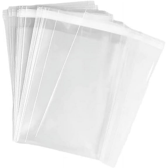 Totowood 50 Pcs Clear Plastic Cello Bags Sealable Cellophane Bags Transparent Resealable Bags Self Sealing Cookie Bags 5 x 7in