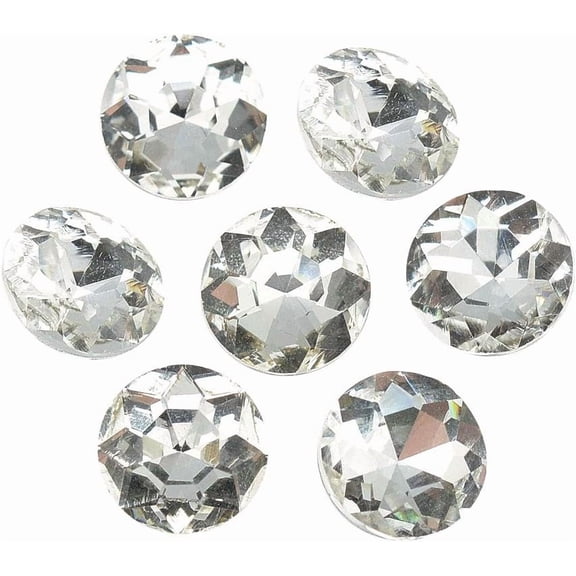 50 Pcs Clear Pointed Faceted Flat Round Back Plated Back Glass Rhinestone Cabochons for Decoration 18x7.3mm